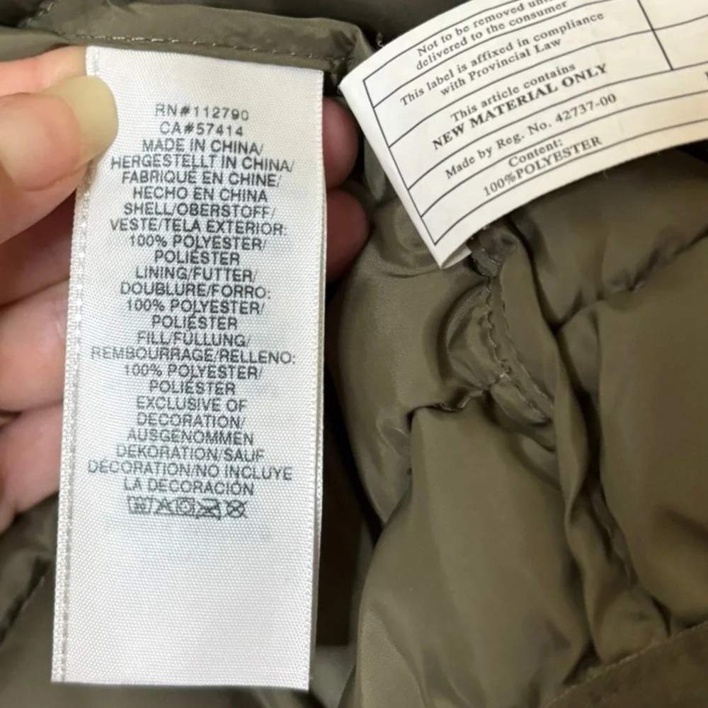 True Religion Olive Green Quilted Puffer Jacket Mens Size 2X FLAW Lightweight